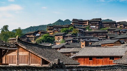 Traditional Wooden Architecture in a Mountainous Village