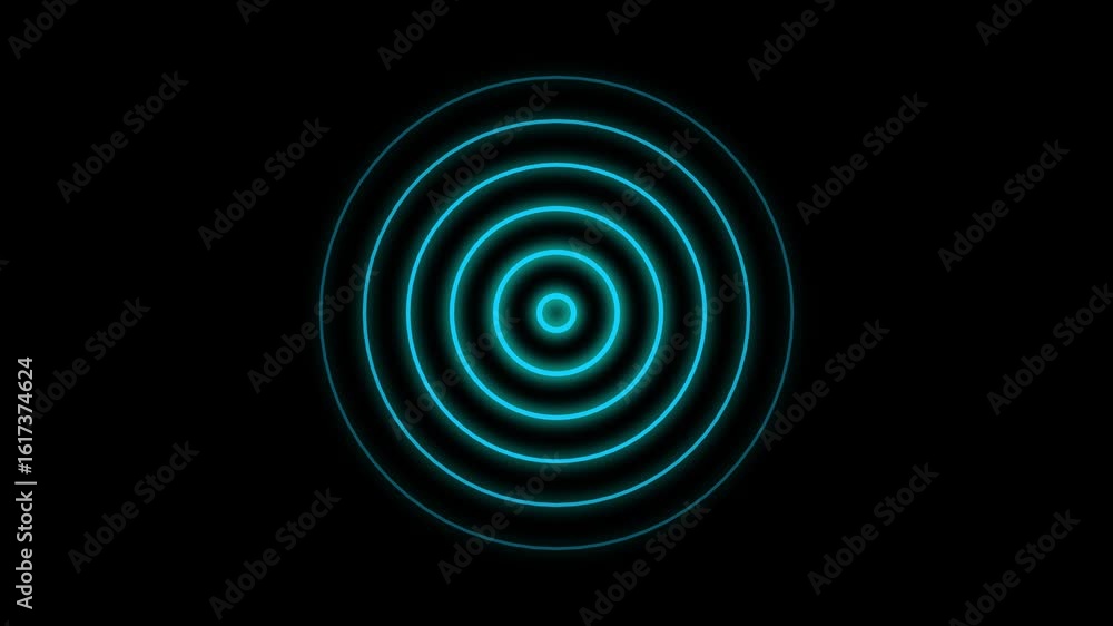 Poster neon radio waves animation on black background. glowing radio waves signal broadcast motion graphics