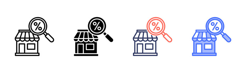 Quantitative Research icon set multiple style collection