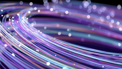 Abstract swirling fiber optic lines, vibrant colours, bokeh