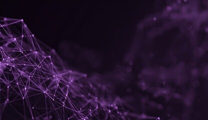 Purple network of interconnected points and lines against a dark background