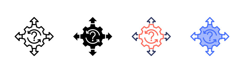 Decision Making icon set multiple style collection