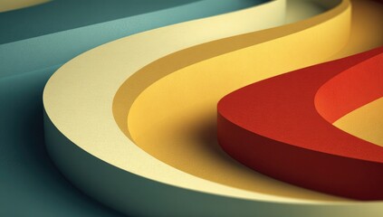 Abstract layered curves in warm colors