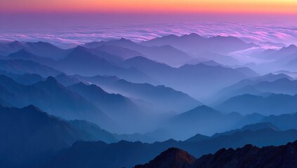 Misty mountain range at dawn (5)