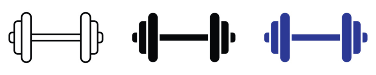 gym vector icon. dumbbell icon set. suitable for web page, mobile app, UI, UX and GUI design. weightlifting equipment icons. vector illustration isolated on transparent background