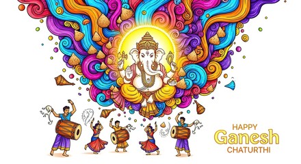 illustration of Lord Ganpati for Ganesh Chaturthi festival of India, Ganesh chaturthi for greeting,card, poster background.