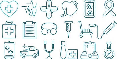 Healthcare & Medical Line Icon Set – Minimalist Vector Line Icons for Health and Medical Use