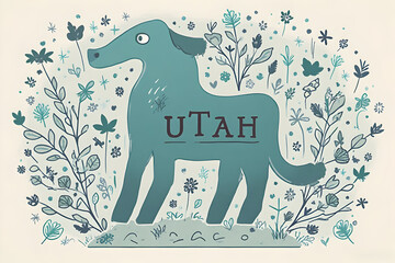 Stylized Animal Shape with Flowers Illustration for Decoration