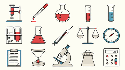 Laboratory Equipment Icon Set – Vector Line Icons for Science, Research, and Chemistry Tools