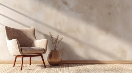 Beige armchair in a sunlit room