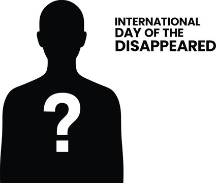 Vector art of a silhouette of a person with a question mark for international day of the disappeared isolated on white background