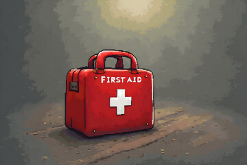 First Aid Kit Illustration in Pixel Art Style Emergency Preparedness