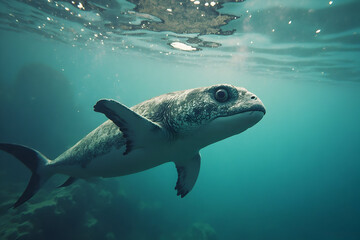 Swimming Underwater Creature with Scales and Fins