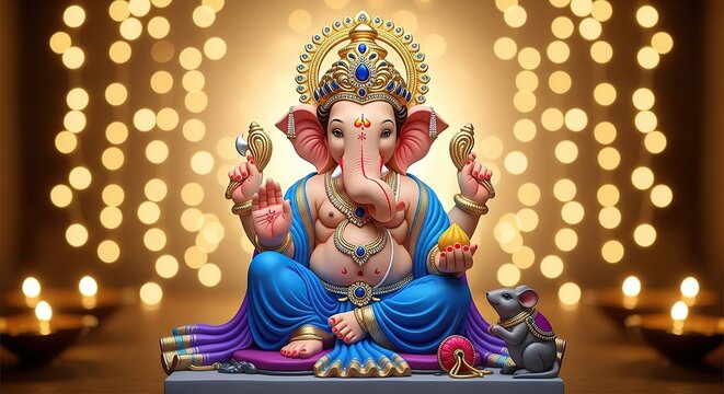 illustration of Lord Ganpati for Ganesh Chaturthi festival of India, Ganesh chaturthi for greeting,card, poster background.