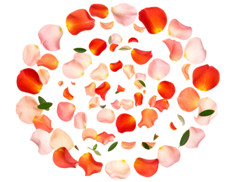  Floating Linaria Petals in Abstract Spiral, Soft Gradient Colors and Leaf Accents