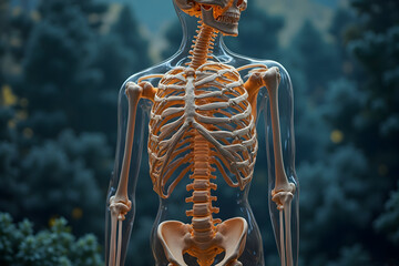 Human Skeleton Torso Anatomy in Transparent Body