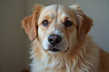 Dog Portrait Close-up with Warm Brown Eyes Looking Directly at Camera