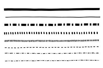 Hand Drawn Horizontal Line Set with Black Marker Style