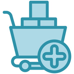 Add to Cart blue color, mini illustration icon. use for modern concept, print, UI, UX kit, web and app development. Vector related to commerce, retail, marketing and shopping.