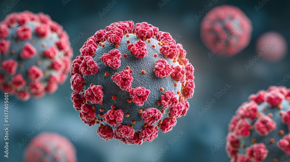 Poster close-up view of a virus particle.