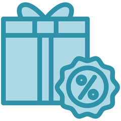 Gift Box blue color, mini illustration icon. use for modern concept, print, UI, UX kit, web and app development. Vector related to commerce, retail, marketing and shopping.