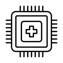 Obraz premium Medical chip icon symbolizing health technology and electronic healthcare