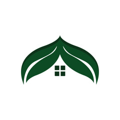green nature house building logo design