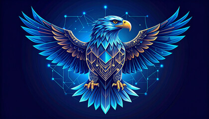 Futuristic AI Eagle with Spreading Wings