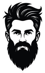 Stylish Man's Face, Vector Art, Bold Silhouette, Masculine, Strong, Perfect for Branding, a bearded man, a bearded man’s face