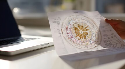 Printed astrological chart on white paper.