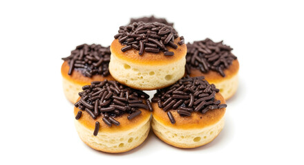 Adorable Adorable Mini Donuts with Chocolate Sprinkles Isolated