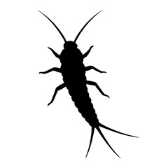 Silverfish silhouette victor style white background 