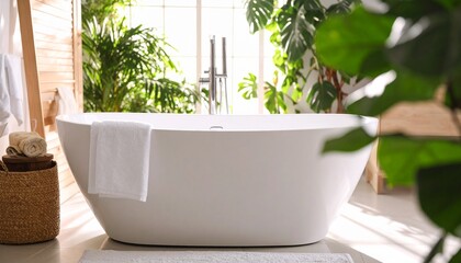 Hygienic Close-Up of a Sparkling Bathtub with Gleaming Shiny Surface in a Fresh Bathroom Scene, with Copy Space for Branding

