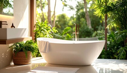 Freshly Cleaned Bathtub Surface Shining in a Modern Bathroom Close-Up, Highlighting Sparkle and Hygiene for Wellness Concepts