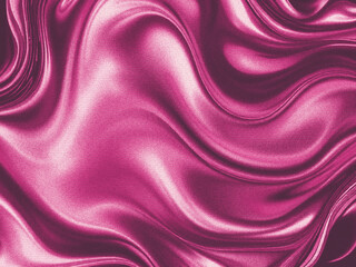 Abstract background with luxurious pink magenta liquid metal texture. Flowing waves and swirls create a glamorous and elegant silk or satin effect.