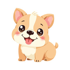 Sweet and Playful Cartoon Puppy Sitting Down in Flat Design