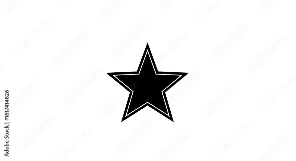 Poster a simple black star with a white outline on a plain white background in a centered composition