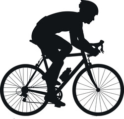 Fototapeta premium Silhouette of cyclist riding road bike for fitness and exercise vector illustration
