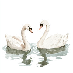 Fototapeta premium a cute animal of swans swim in the lake