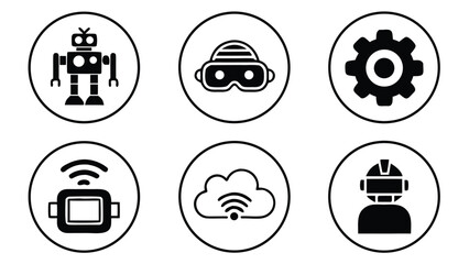 Ai and emerging future Set of technology icons representing smart and network connections