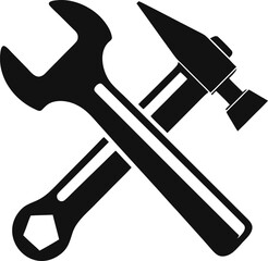 wrench and hammer silhouette icon