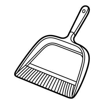 black and white dustpan cleaning clip art preview