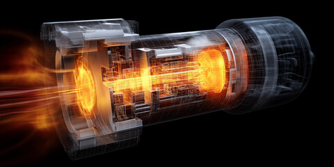 Futuristic depiction of nuclear fusion reactor, showcasing glowing plasma and intricate mechanical components, symbolizes advanced energy technology and innovation