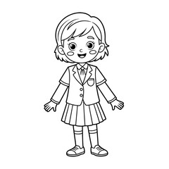 school uniform illustration vector style coloring page 