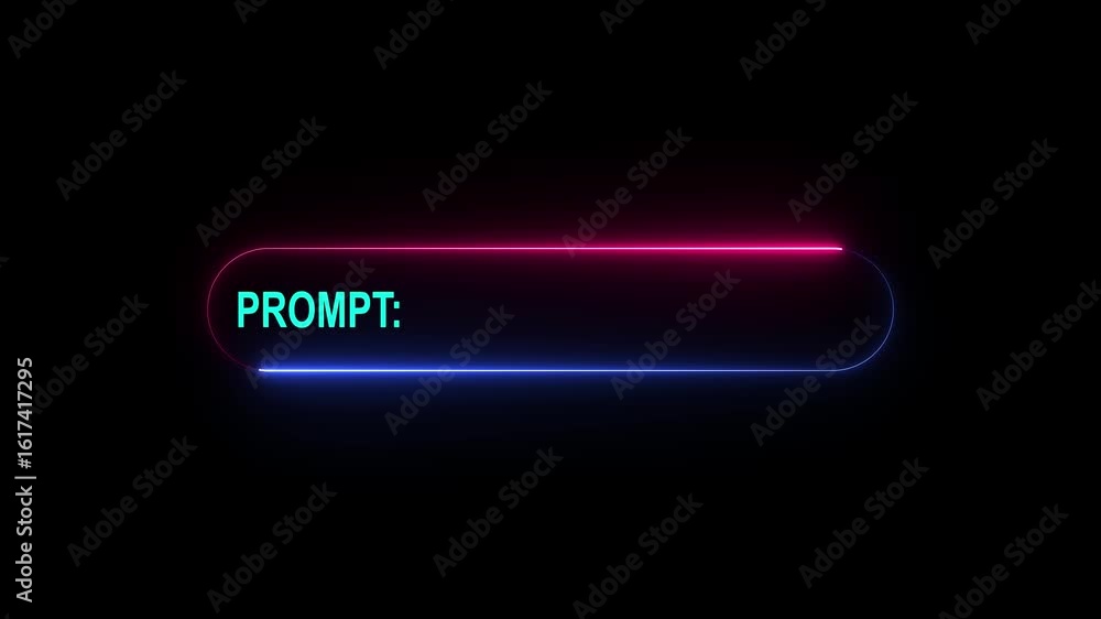 Aufkleber neon prompt animation on black background. ai prompt on digital device motion graphics. neon prompt 