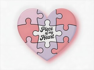 Heart shaped puzzle piece with piece of my heart text
