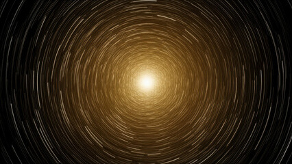 Golden star trail spiral with glowing center creating mesmerizing cosmic effect