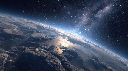 Earth's Horizon from Space: A View of Clouds and Stars