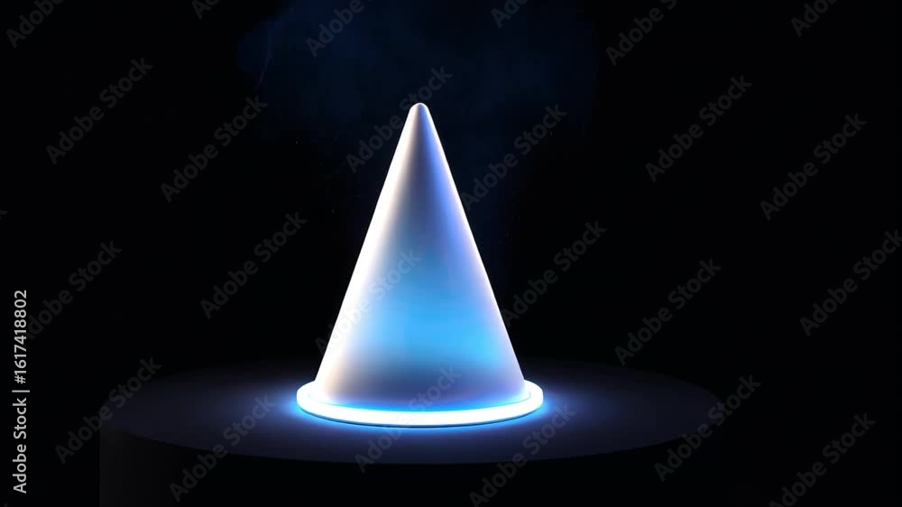 Aufkleber illuminated blue cone shape modern design with minimalistic aesthetic, emitting soft glow and creati