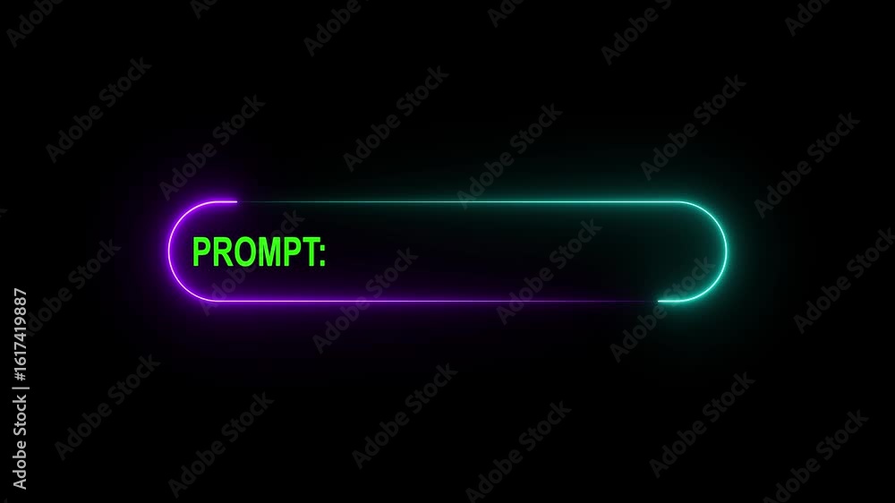 Poster neon prompt animation on black background. ai prompt on digital device motion graphics. neon prompt 